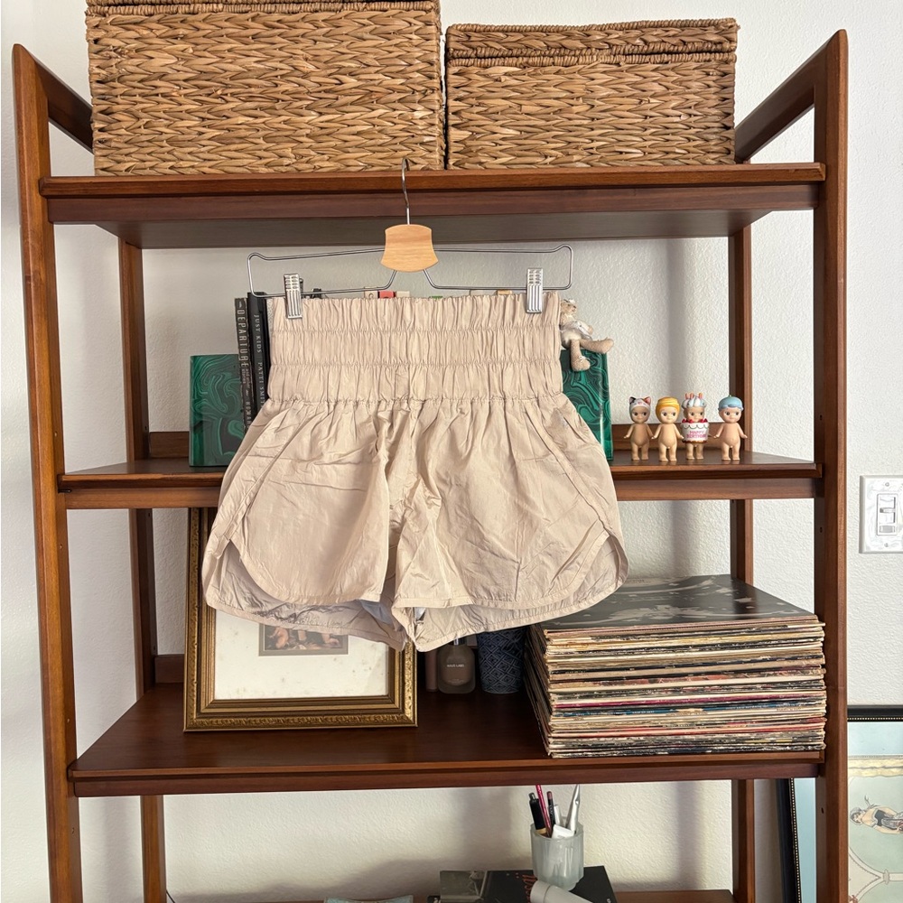 FP Movement by Free People Beige Smocked Waist Athletic Shorts